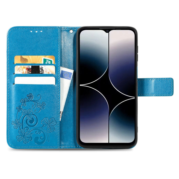 For Ulefone Note 16 Pro Four-leaf Clasp Embossed Buckle Leather Phone Case(Blue) by buy2fix