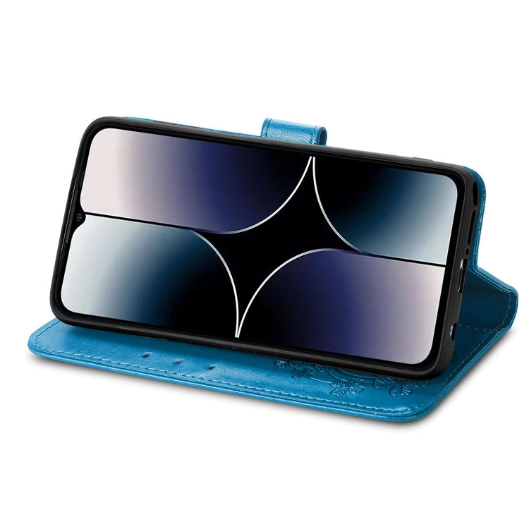 For Ulefone Note 16 Pro Four-leaf Clasp Embossed Buckle Leather Phone Case(Blue) by buy2fix