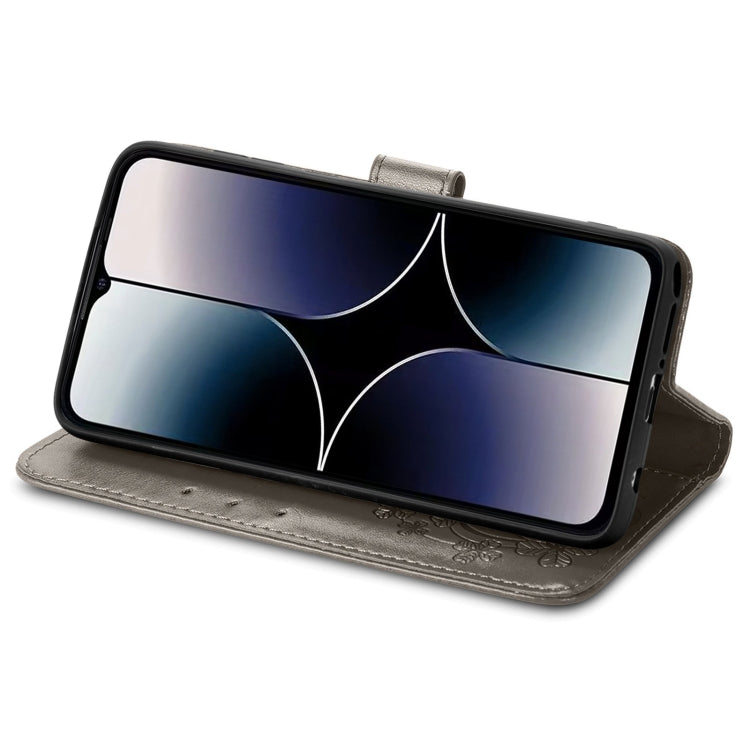 For Ulefone Note 16 Pro Four-leaf Clasp Embossed Buckle Leather Phone Case(Gray) by buy2fix