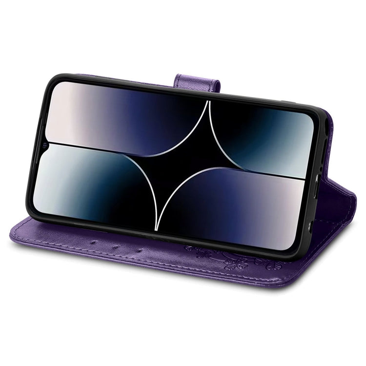 For Ulefone Note 16 Pro Four-leaf Clasp Embossed Buckle Leather Phone Case(Purple) by buy2fix