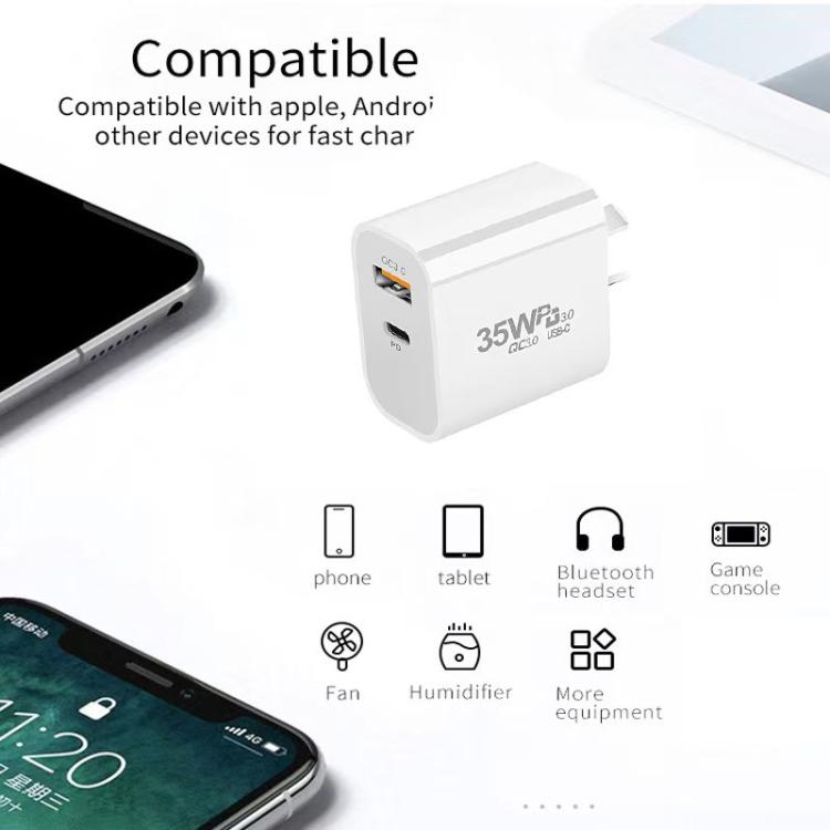 PD30W USB-C / Type-C + QC3.0 USB Dual Port Charger, AU Plug by buy2fix