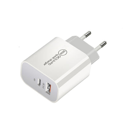PD30W USB-C / Type-C + QC3.0 USB Dual Port Charger with 1m Type-C to 8 Pin Data Cable, EU Plug by buy2fix