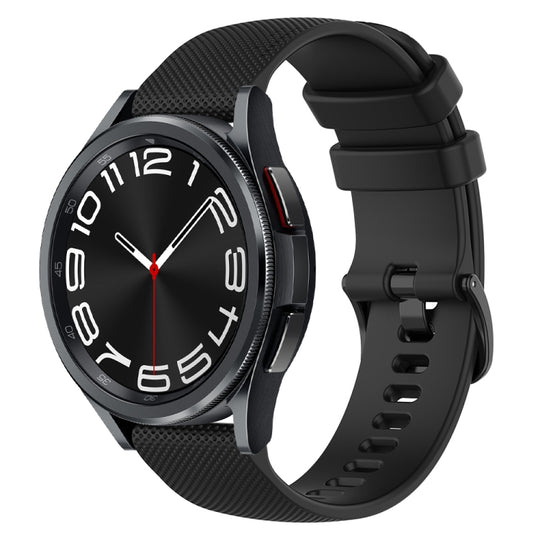 For Samsung Galaxy Watch 6 Classic 47mm 20mm Checkered Silicone Watch Band(Black)