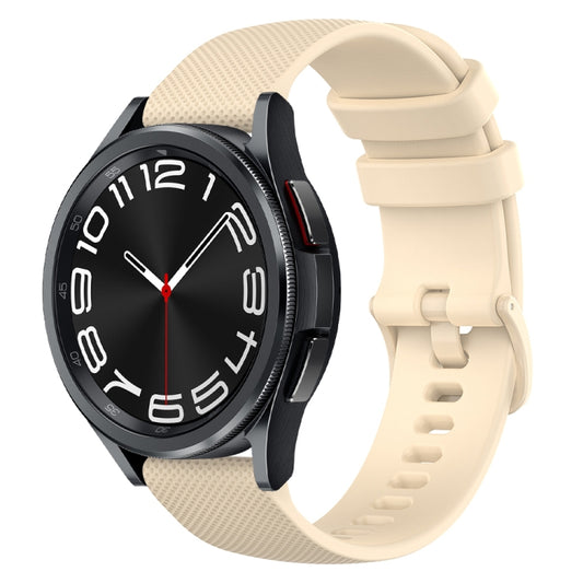 For Samsung Galaxy Watch 6 Classic 47mm 20mm Checkered Silicone Watch Band(Beige) - Watch Bands by buy2fix | Online Shopping UK | buy2fix