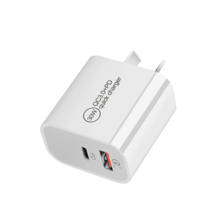 PD30W USB-C / Type-C + QC3.0 USB Dual Port Charger with 1m Type-C to Type-C Data Cable, US Plug by buy2fix