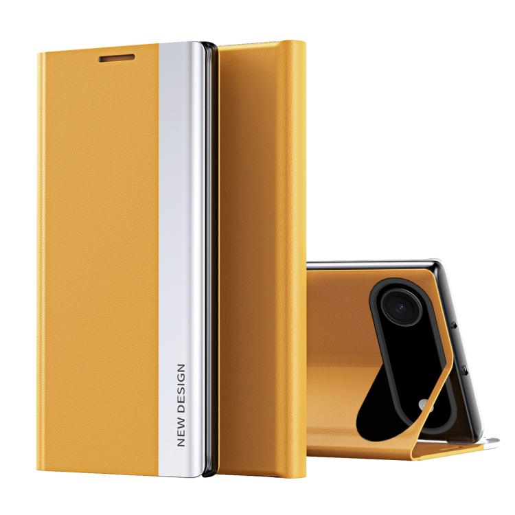 For iPhone Air Side Electroplated Adsorption Leather Phone Case(Yellow) - iPhone Air Cases by buy2fix | Online Shopping UK | buy2fix