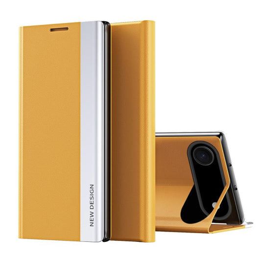 For iPhone Air Side Electroplated Adsorption Leather Phone Case(Yellow) - iPhone Air Cases by buy2fix | Online Shopping UK | buy2fix