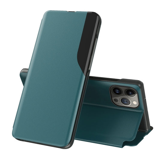 For iPhone 16 Pro Max Side Display Flip Leather Phone Case(Green) by buy2fix