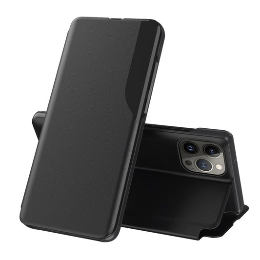 For iPhone 16 Pro Side Display Flip Leather Phone Case(Black) by buy2fix