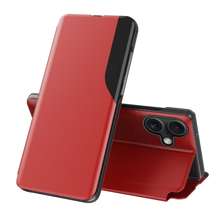 For iPhone 16 Plus Side Display Flip Leather Phone Case(Red) by buy2fix