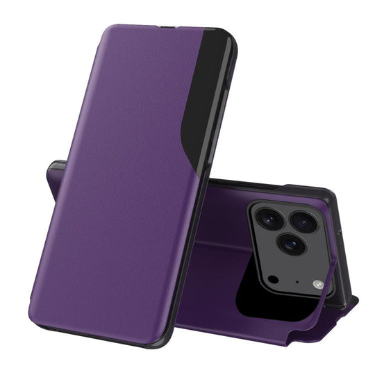 For iPhone 18 Pro Max / 17 Pro Max Side Display Flip Leather Phone Case(Purple)