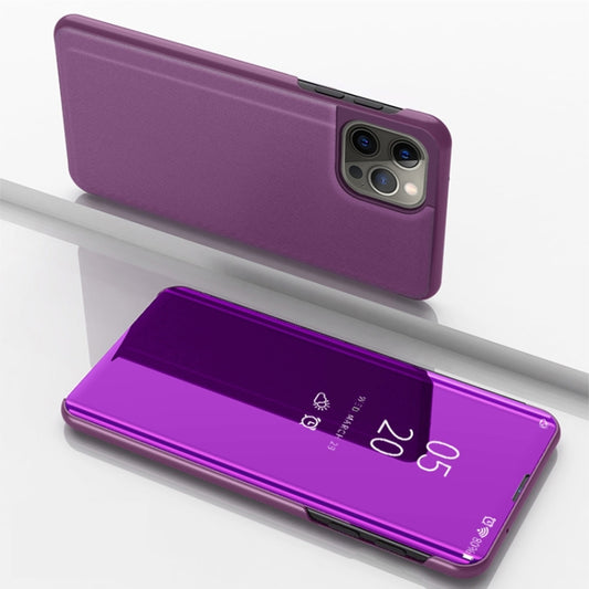For iPhone 16 Pro Plated Mirror Horizontal Flip Leather Phone Case with Holder(Purple) by buy2fix