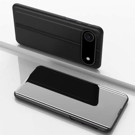 For iPhone Air Plated Mirror Horizontal Flip Leather Phone Case with Holder(Black) - iPhone Air Cases by buy2fix | Online Shopping UK | buy2fix