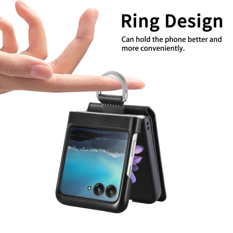 For Motorola Razr 40 Ultra Litchi Texture Leather Ring Wallet Phone Case(Black) by buy2fix