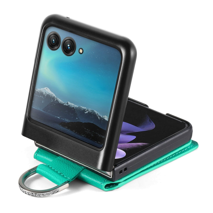 For Motorola Razr 40 Ultra Litchi Texture Leather Ring Wallet Phone Case(Green) by buy2fix