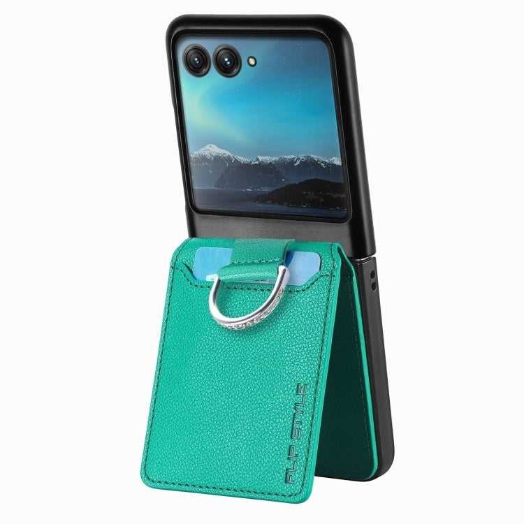 For Motorola Razr 40 Ultra Litchi Texture Leather Ring Wallet Phone Case(Green) by buy2fix