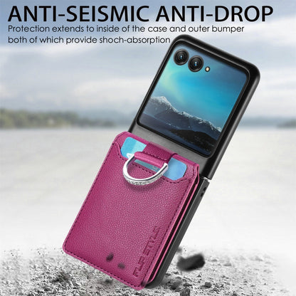 For Motorola Razr 40 Ultra Litchi Texture Leather Ring Wallet Phone Case(Purple) by buy2fix