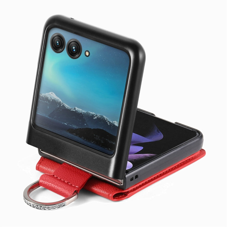 For Motorola Razr 40 Ultra Litchi Texture Leather Ring Wallet Phone Case(Red) by buy2fix