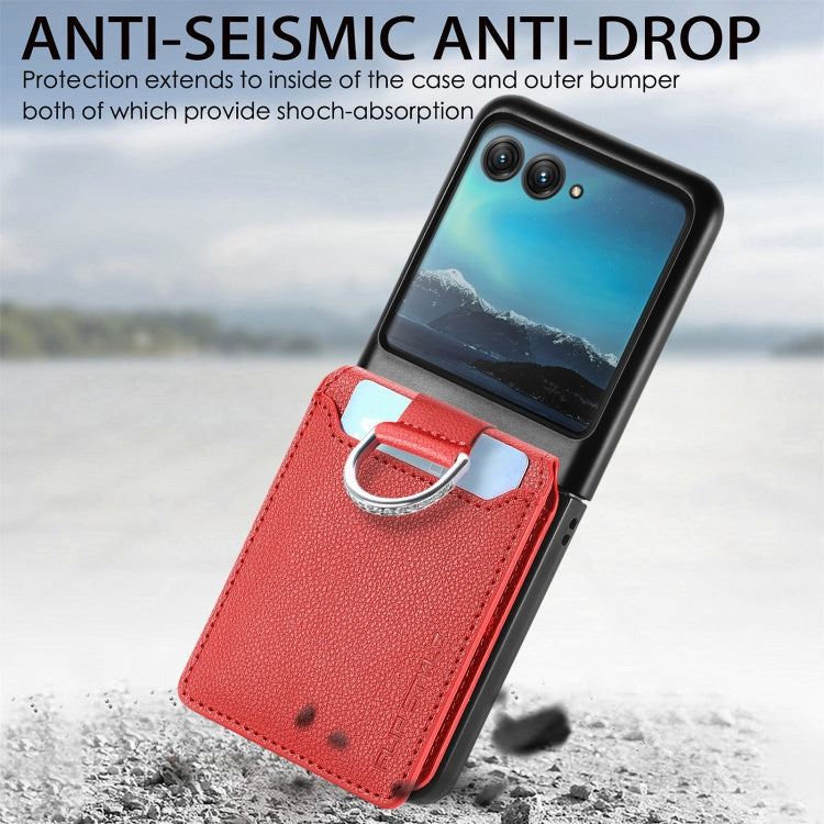 For Motorola Razr 40 Ultra Litchi Texture Leather Ring Wallet Phone Case(Red) by buy2fix