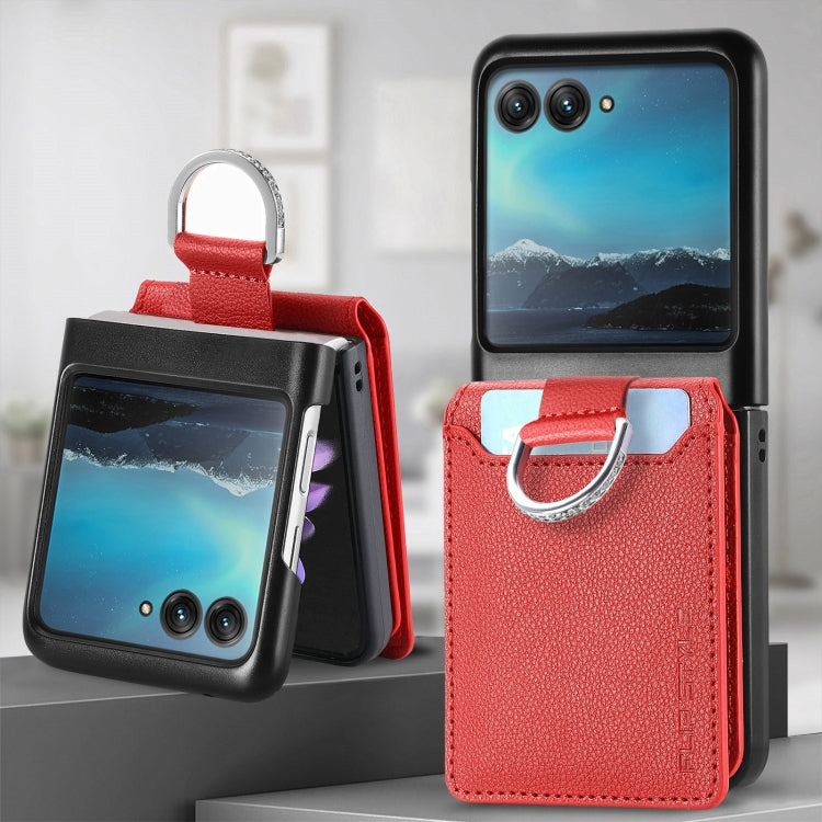 For Motorola Razr 40 Ultra Litchi Texture Leather Ring Wallet Phone Case(Red) by buy2fix