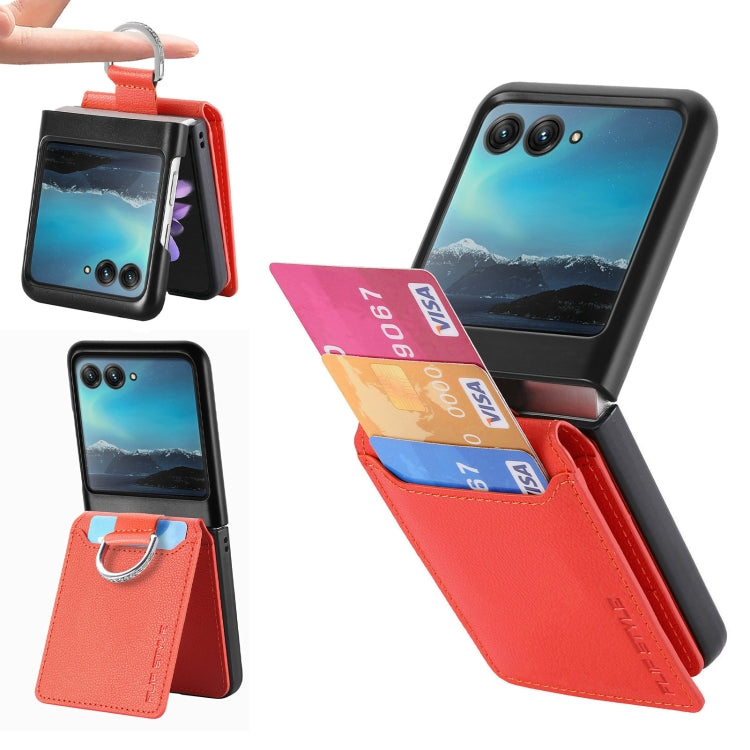 For Motorola Razr 40 Ultra Litchi Texture Leather Ring Wallet Phone Case(Orange) by buy2fix