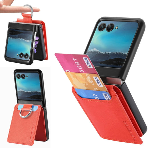 For Motorola Razr 40 Ultra Litchi Texture Leather Ring Wallet Phone Case(Orange) by buy2fix