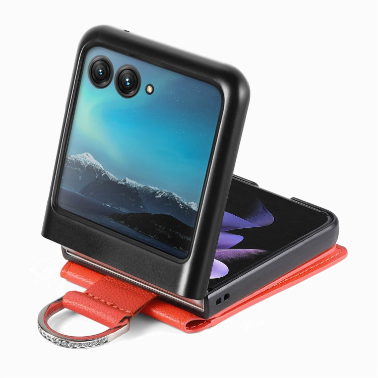 For Motorola Razr 40 Ultra Litchi Texture Leather Ring Wallet Phone Case(Orange) by buy2fix