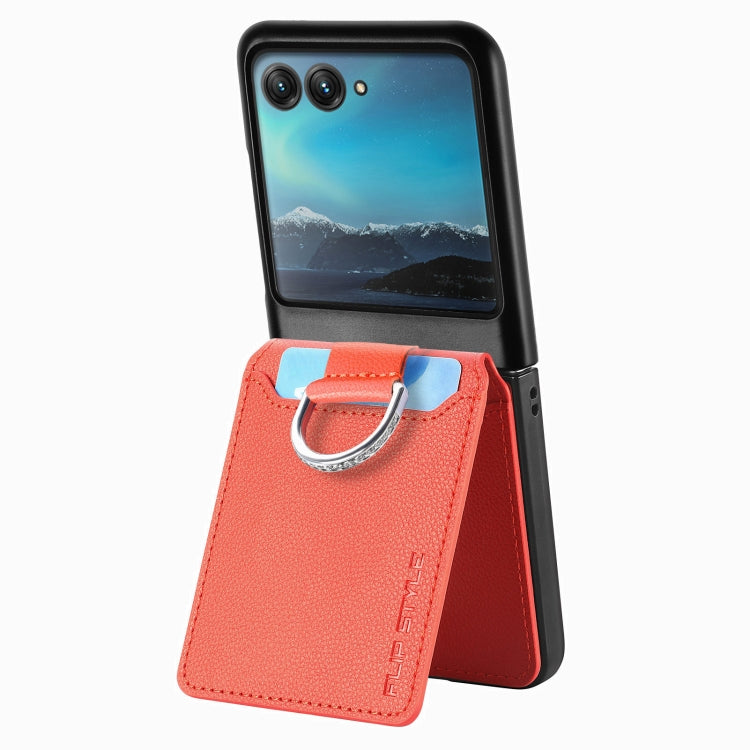 For Motorola Razr 40 Ultra Litchi Texture Leather Ring Wallet Phone Case(Orange) by buy2fix