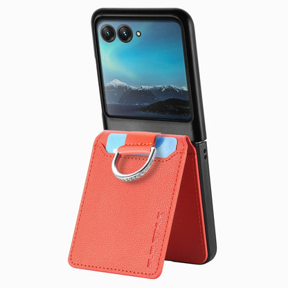 For Motorola Razr 40 Ultra Litchi Texture Leather Ring Wallet Phone Case(Orange) by buy2fix