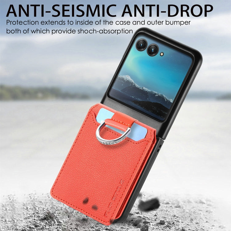 For Motorola Razr 40 Ultra Litchi Texture Leather Ring Wallet Phone Case(Orange) by buy2fix