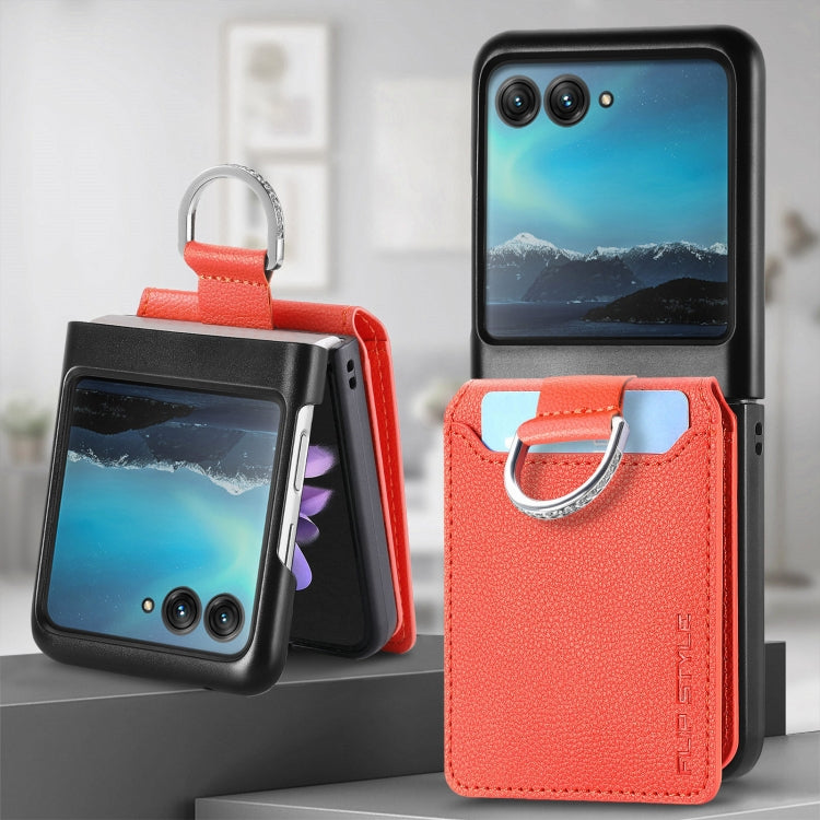 For Motorola Razr 40 Ultra Litchi Texture Leather Ring Wallet Phone Case(Orange) by buy2fix