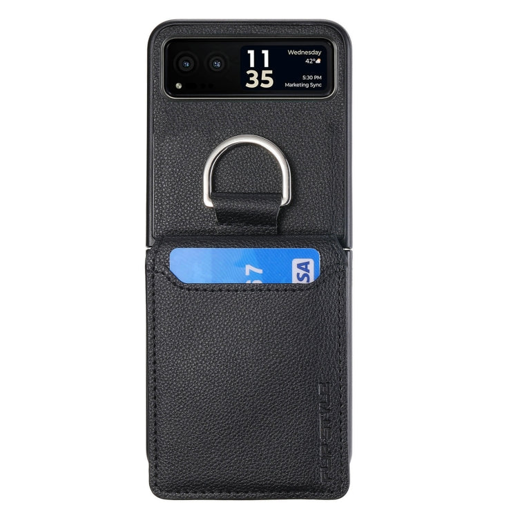 For Motorola Razr 40 Litchi Texture Leather Ring Wallet Phone Case(Black) by buy2fix