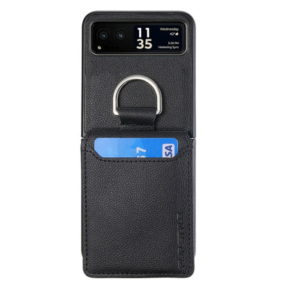 For Motorola Razr 40 Litchi Texture Leather Ring Wallet Phone Case(Black) by buy2fix
