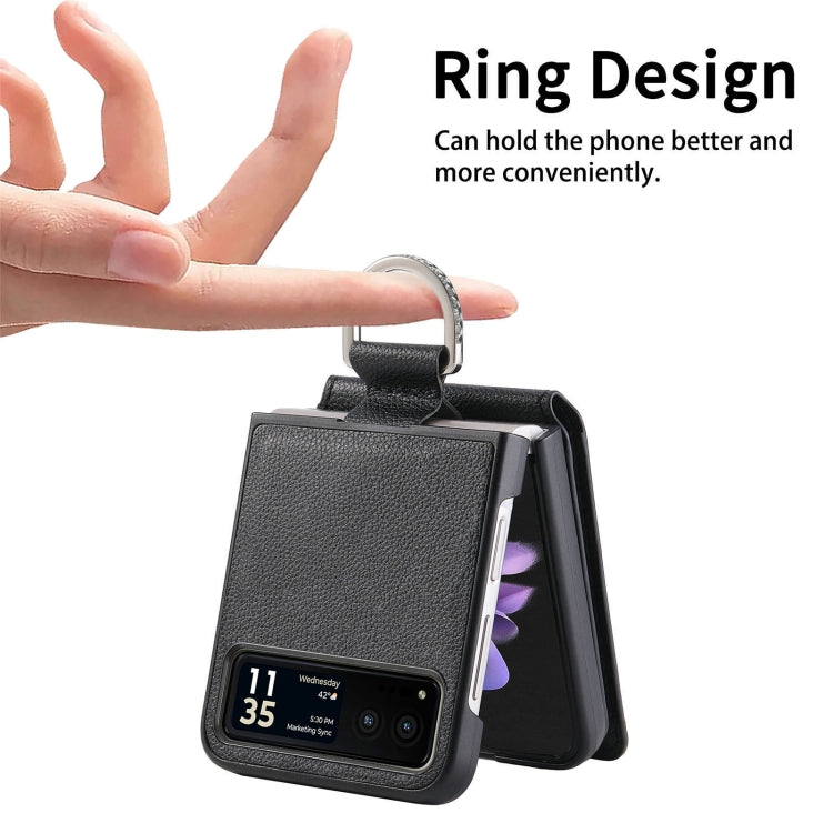 For Motorola Razr 40 Litchi Texture Leather Ring Wallet Phone Case(Black) by buy2fix