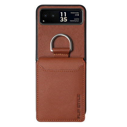 For Motorola Razr 40 Litchi Texture Leather Ring Wallet Phone Case(Brown) by buy2fix