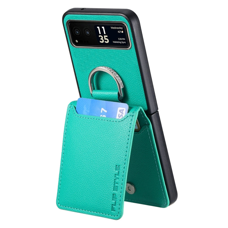 For Motorola Razr 40 Litchi Texture Leather Ring Wallet Phone Case(Green) by buy2fix