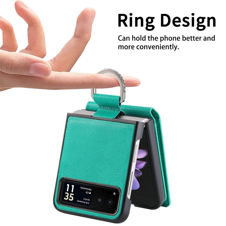 For Motorola Razr 40 Litchi Texture Leather Ring Wallet Phone Case(Green) by buy2fix
