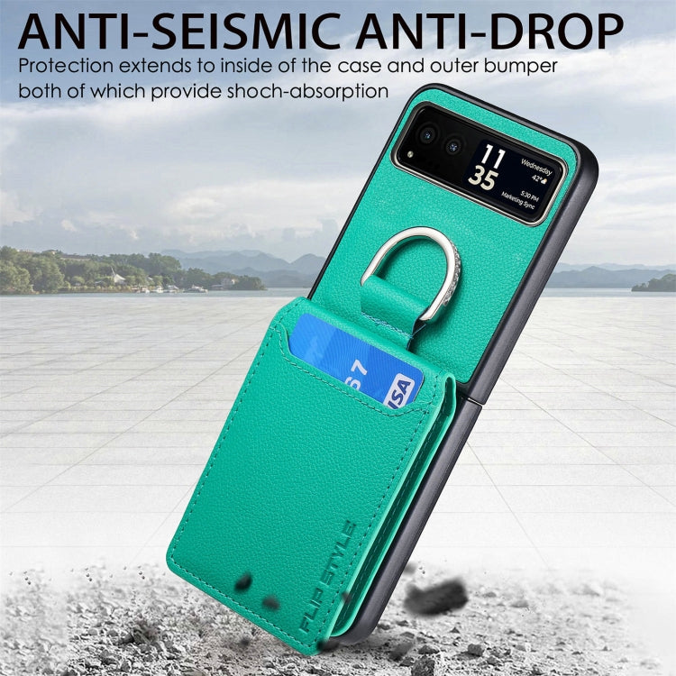 For Motorola Razr 40 Litchi Texture Leather Ring Wallet Phone Case(Green) by buy2fix