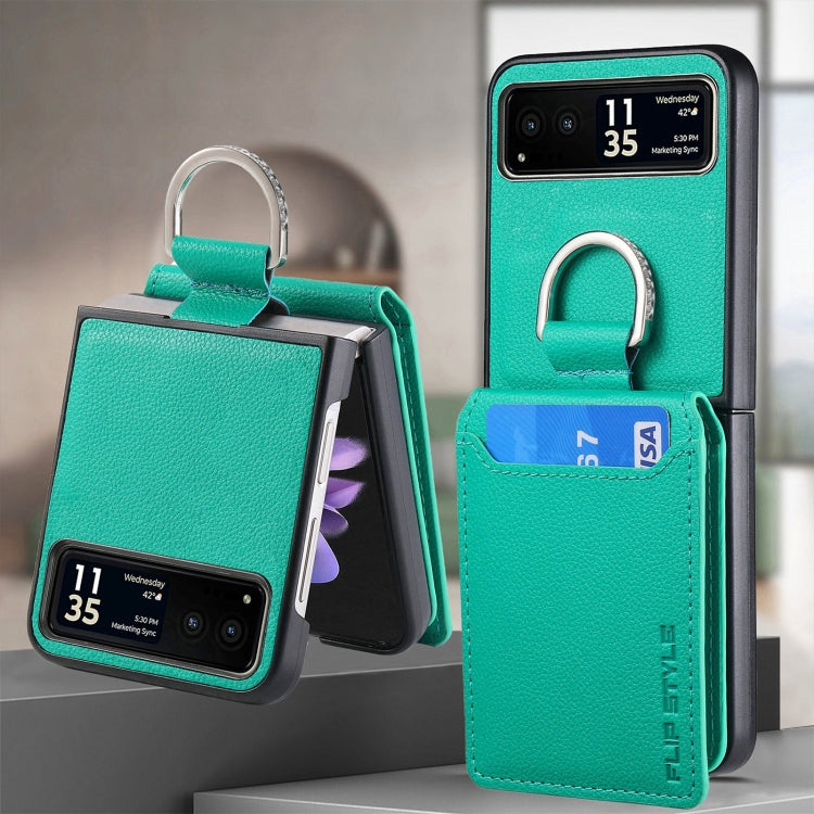 For Motorola Razr 40 Litchi Texture Leather Ring Wallet Phone Case(Green) by buy2fix