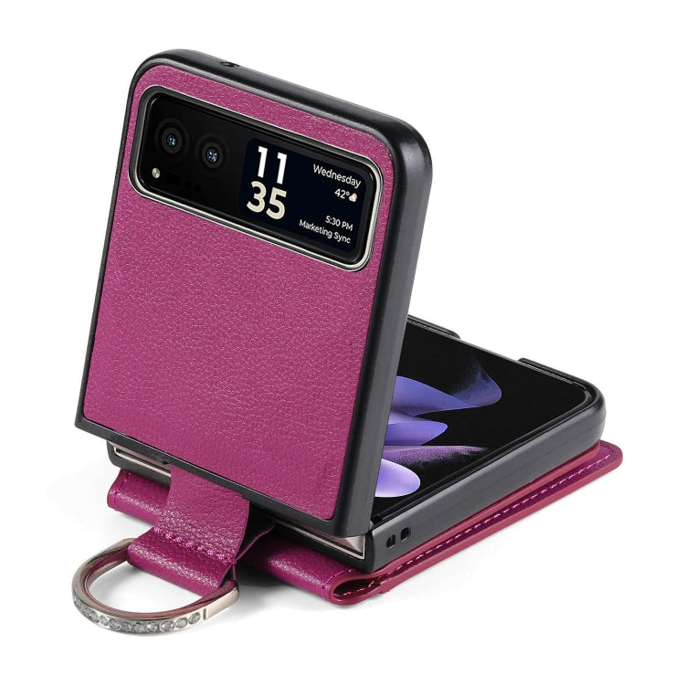 For Motorola Razr 40 Litchi Texture Leather Ring Wallet Phone Case(Purple) by buy2fix