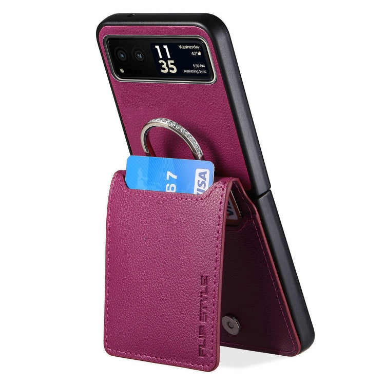 For Motorola Razr 40 Litchi Texture Leather Ring Wallet Phone Case(Purple) by buy2fix