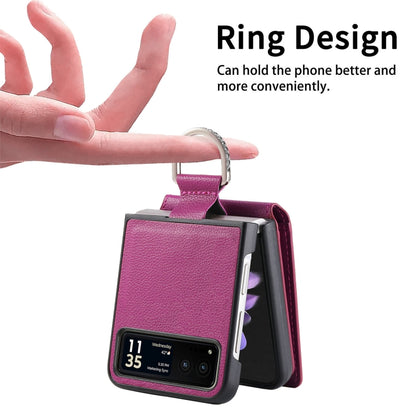 For Motorola Razr 40 Litchi Texture Leather Ring Wallet Phone Case(Purple) by buy2fix