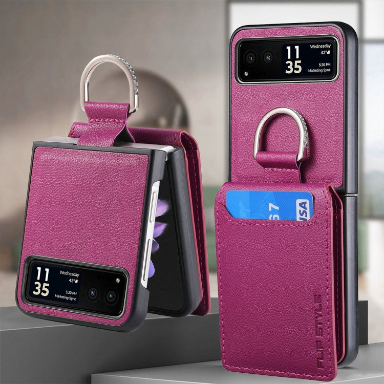 For Motorola Razr 40 Litchi Texture Leather Ring Wallet Phone Case(Purple) by buy2fix