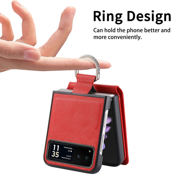 For Motorola Razr 40 Litchi Texture Leather Ring Wallet Phone Case(Red) by buy2fix