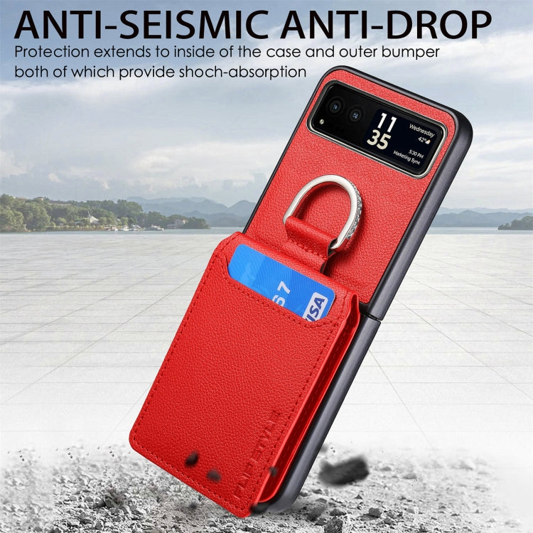 For Motorola Razr 40 Litchi Texture Leather Ring Wallet Phone Case(Red) by buy2fix