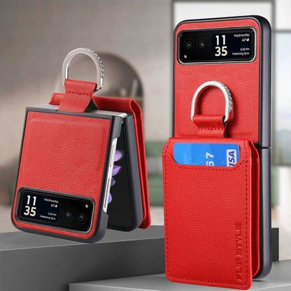 For Motorola Razr 40 Litchi Texture Leather Ring Wallet Phone Case(Red) by buy2fix