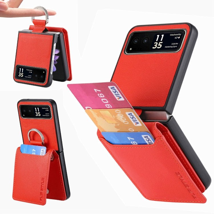 For Motorola Razr 40 Litchi Texture Leather Ring Wallet Phone Case(Orange) by buy2fix