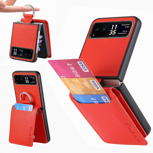 For Motorola Razr 40 Litchi Texture Leather Ring Wallet Phone Case(Orange) by buy2fix