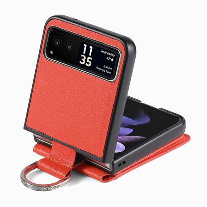 For Motorola Razr 40 Litchi Texture Leather Ring Wallet Phone Case(Orange) by buy2fix