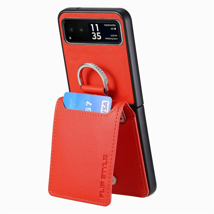 For Motorola Razr 40 Litchi Texture Leather Ring Wallet Phone Case(Orange) by buy2fix